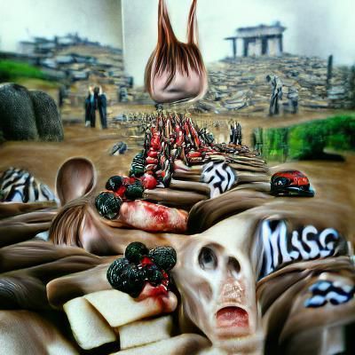 Surreal Hyperrealistic Mass Genocide Scene
