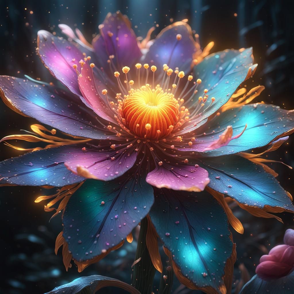 Magical Flower of Eternal Youth in Dark Fantasy Style