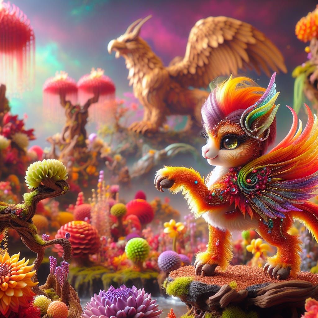 Patchwork Doll in a Blossoming Dreamscape