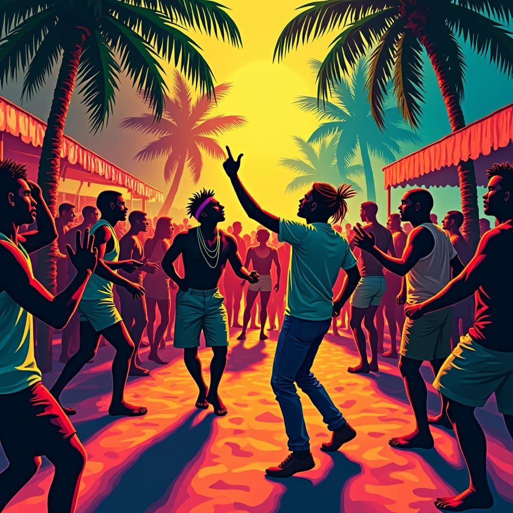Reggae Party in Pop Art Style
