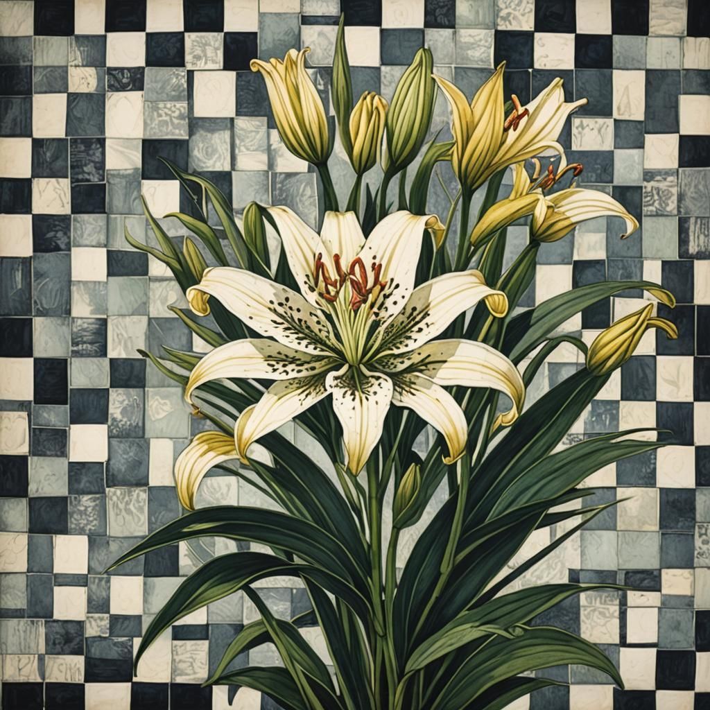 Checkered Lily as a Delicate Monotype Print