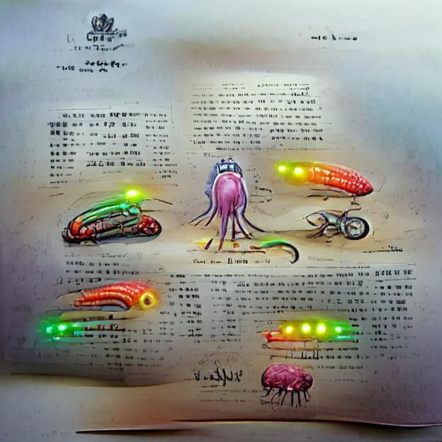 Bioluminescent Squid in Cyberpunk Codex Style