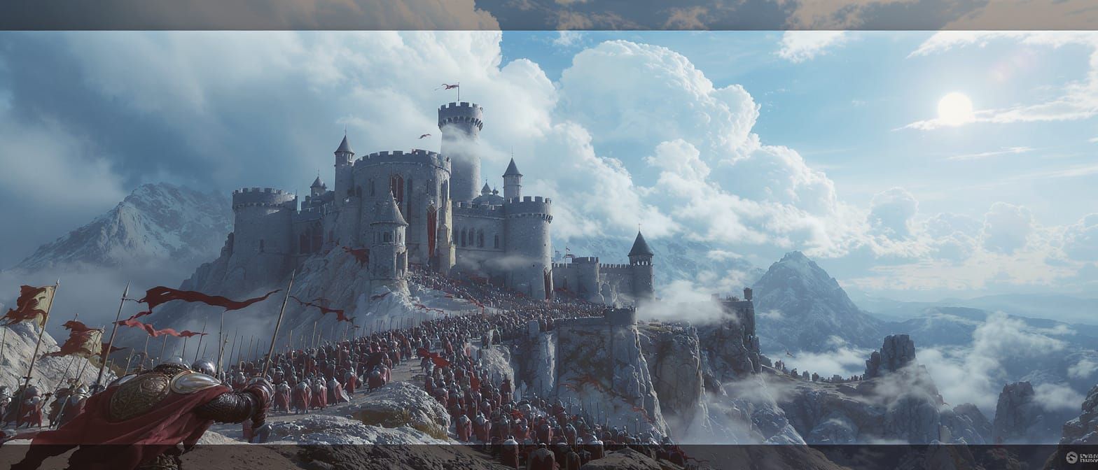 Fantasy Stronghold Under Siege in Epic Battle