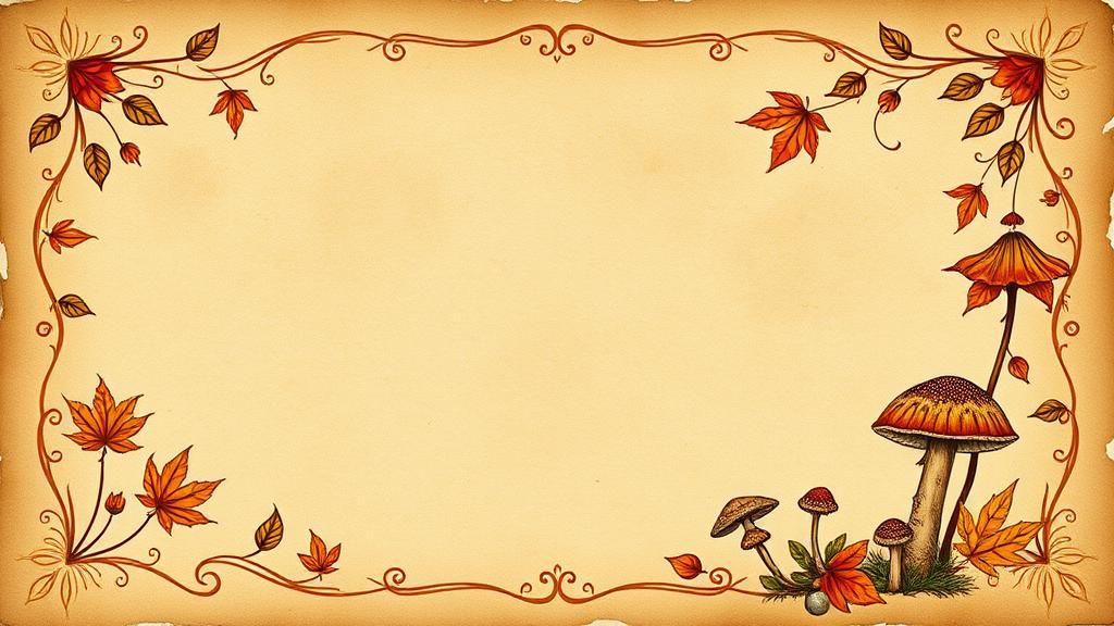 Ornate Autumnal Parchment Illustration in Fantasy Style
