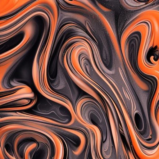 Orange Monochromatic Spirals in Hyperrealistic Slime Art