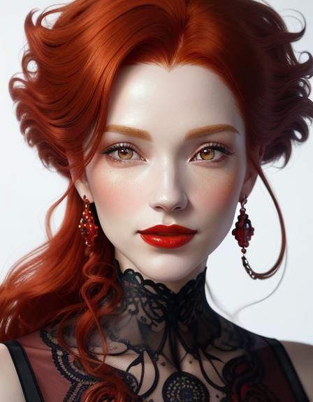 Hyperrealistic Portrait of a Red-Haired Woman