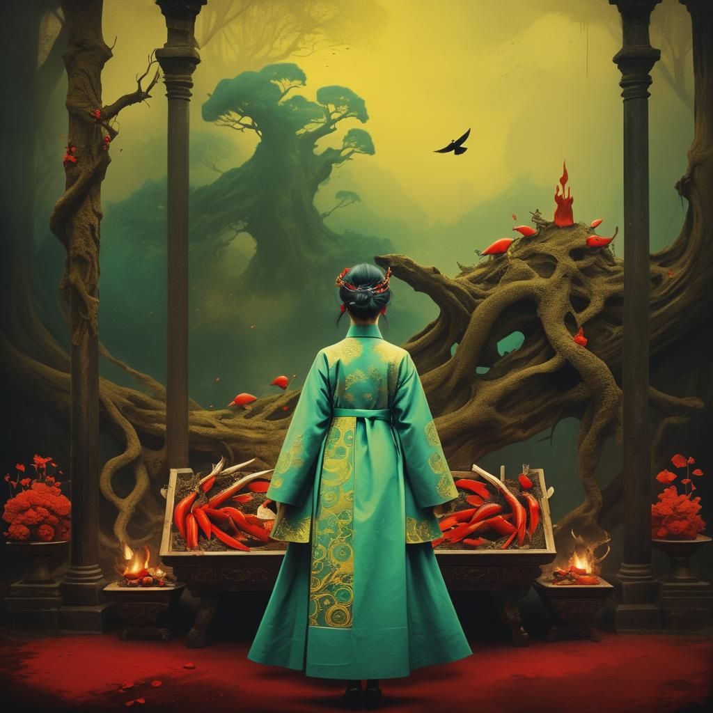 Extravagant Luxury Ritual in Mixed Media Screen Print