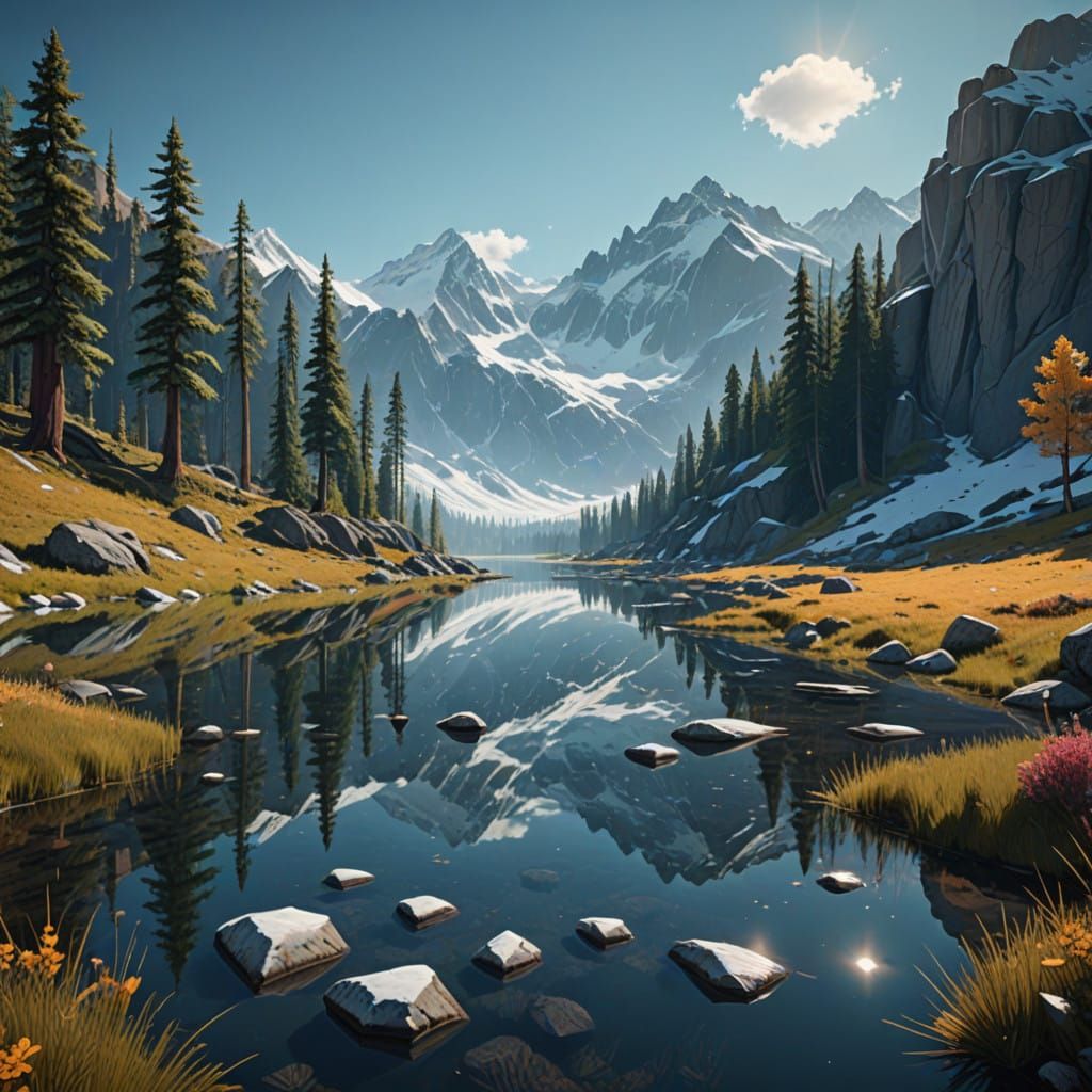 Crystal Alpine Oasis in Art Deco Fantasy