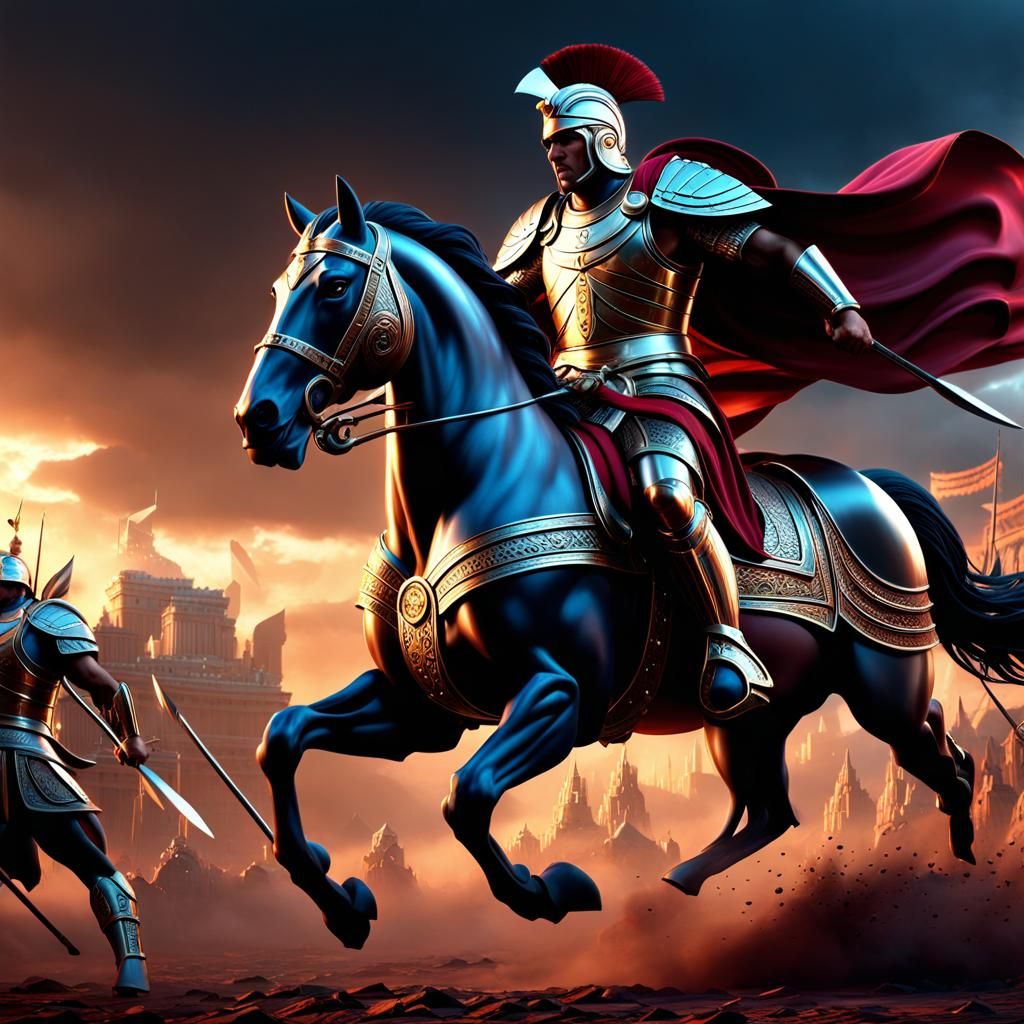 Hector in Epic Trojan Battle: Digital Matte Painting