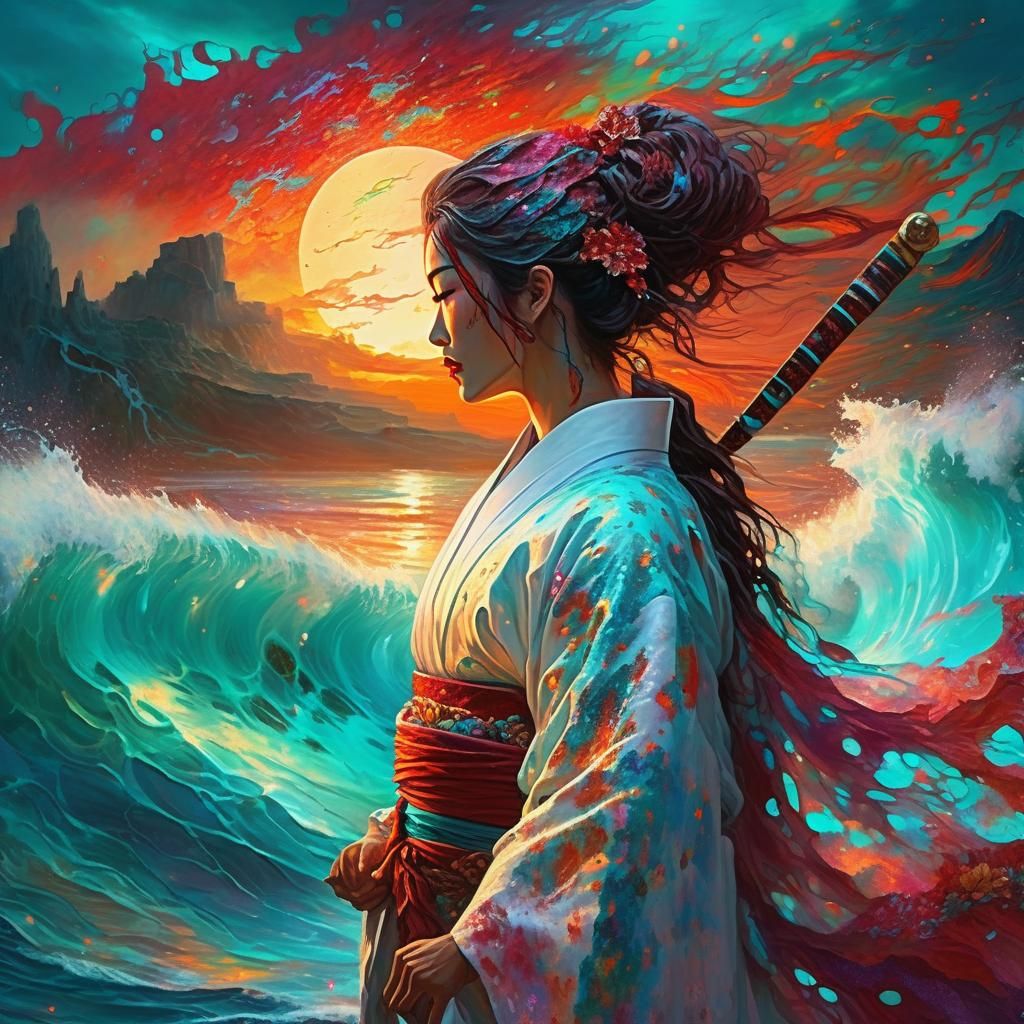 Epic Demon Slayer in Scarlet Sunset