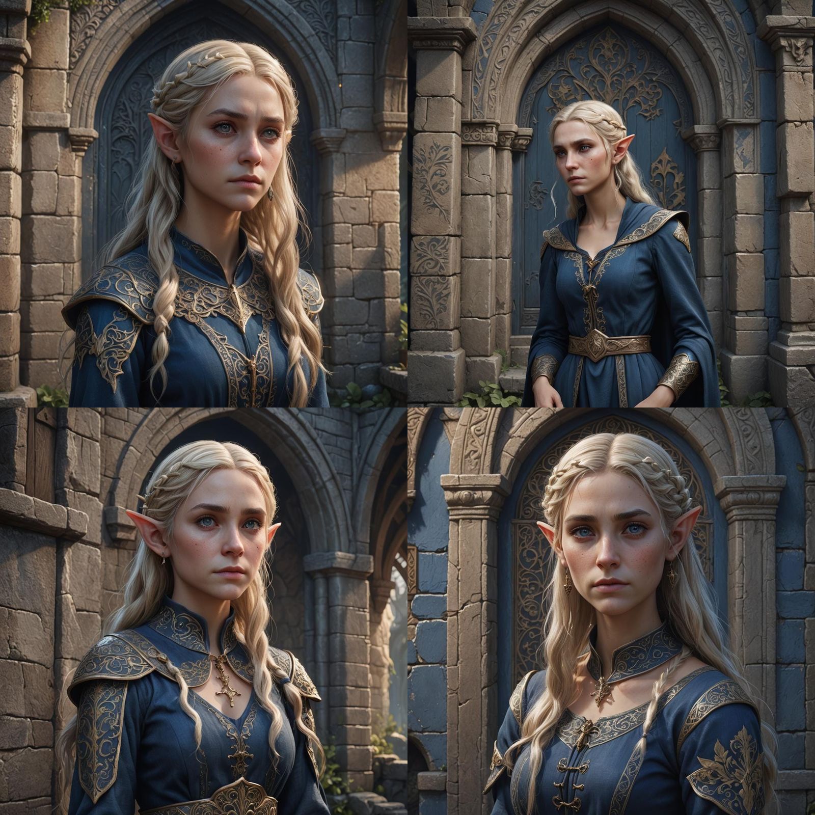 Sad Elf in Blue Dress: Fantasy Art