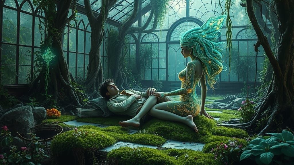 Prince Resting in Overgrown Greenhouse with Princess