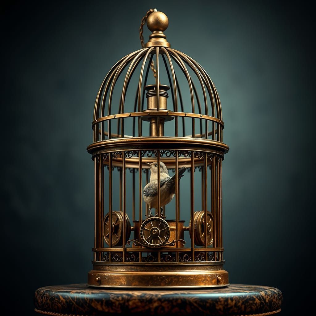 Intricate Steampunk Birdcage Design