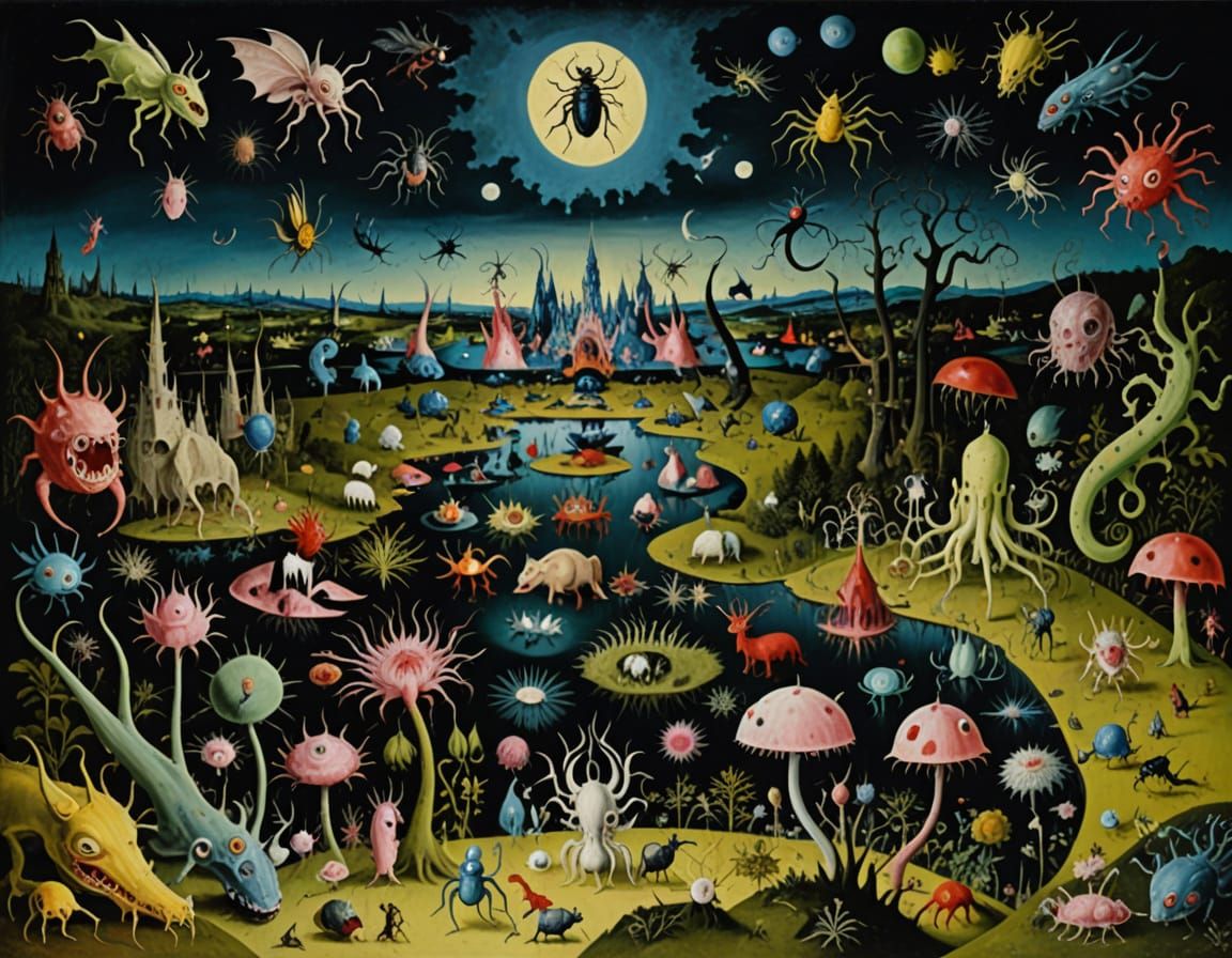 Le Jardin des Délices Painting in 1961 Horror Style