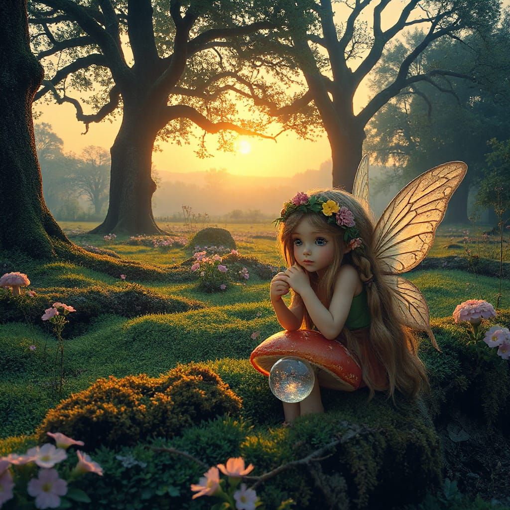 Mystical Celtic Meadow at Twilight, Art Nouveau Style