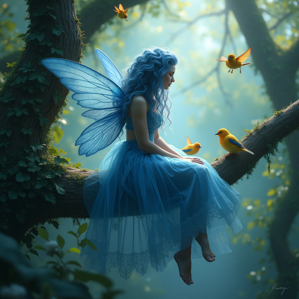 Ethereal Fairy in Enchanted Forest, Hyperrealistic Scene