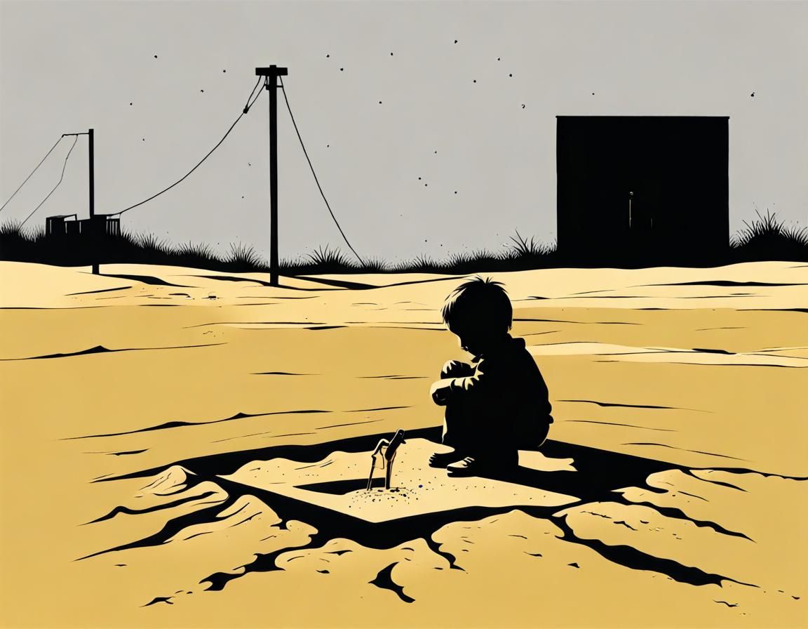 Minimalist Pop Art Sandbox: Desolation in Gold