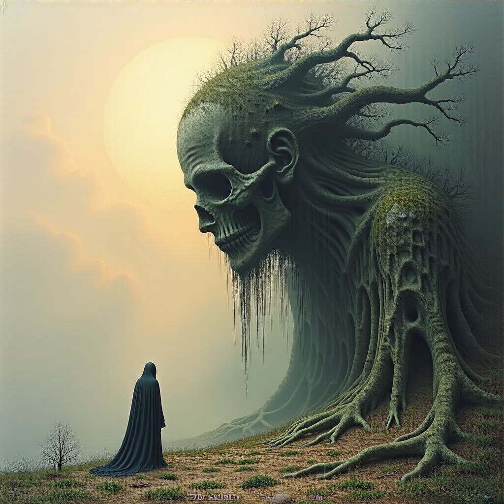 Dark Surreal Landscape in Beksinski Style