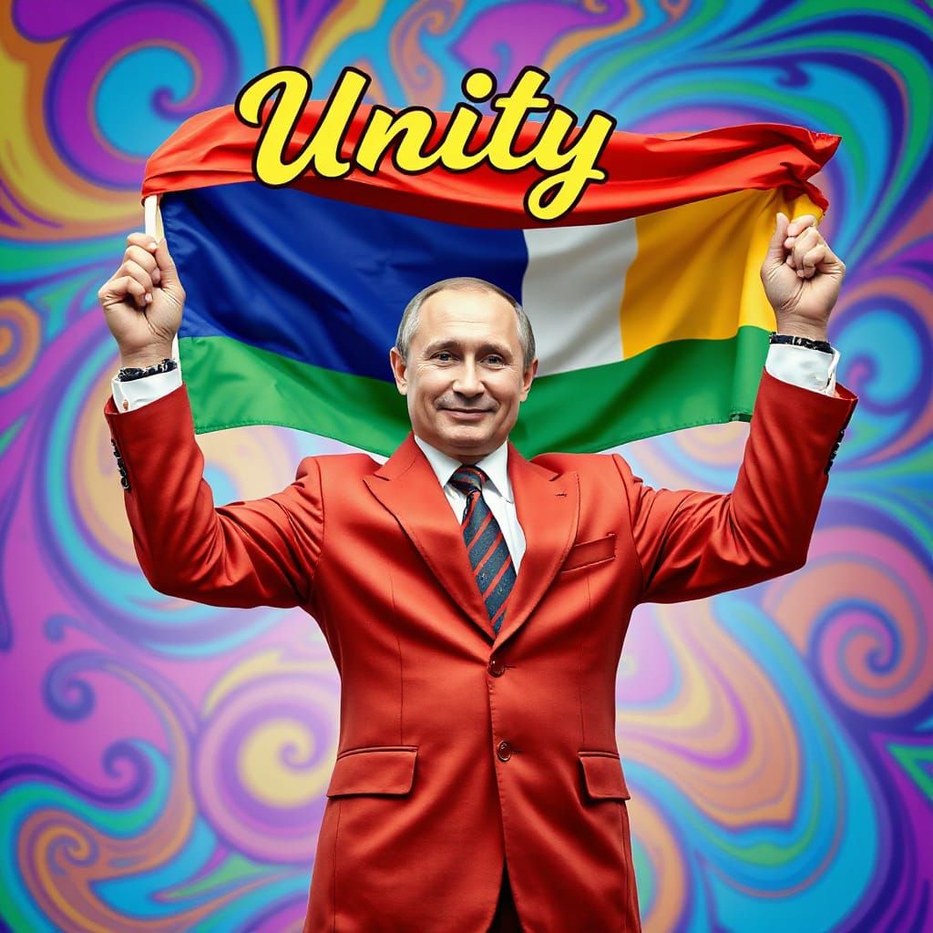 Campy Digital Image: Figure with Rainbow Flag