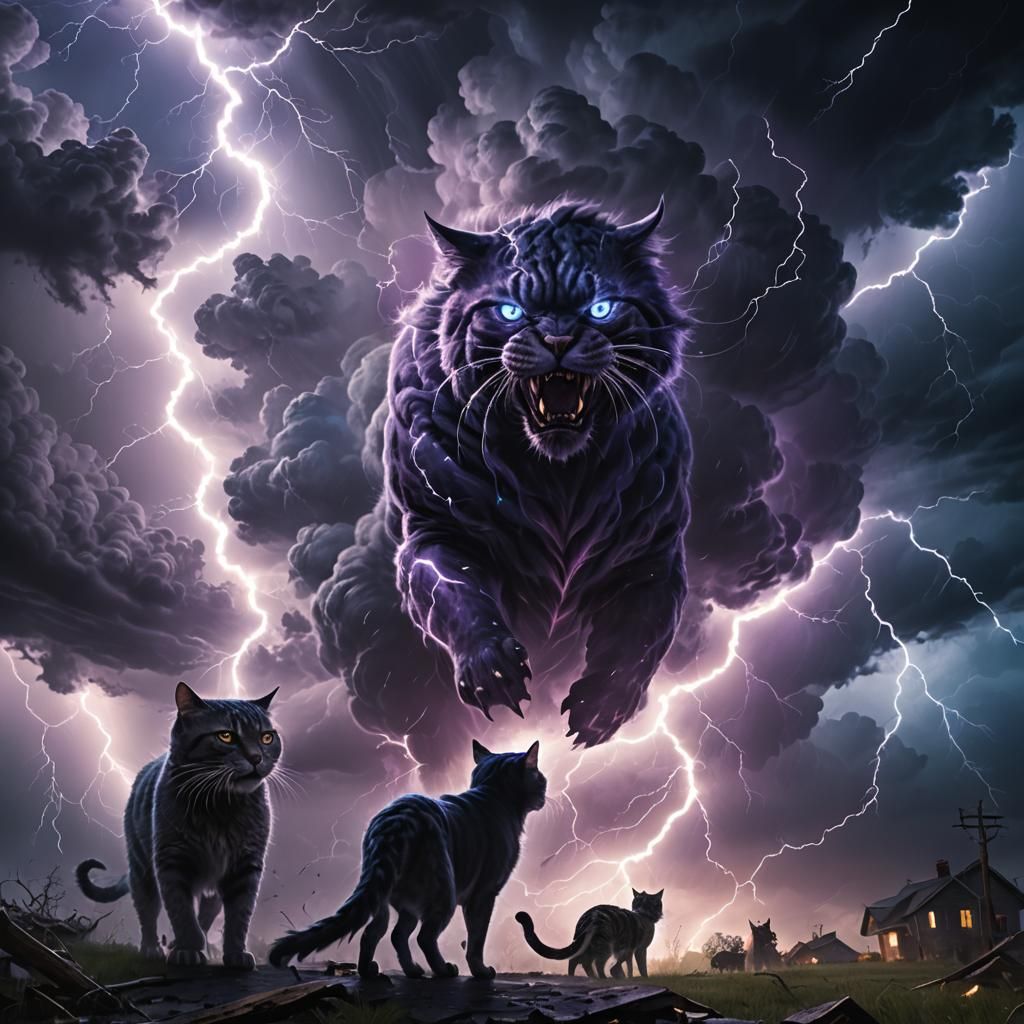 Dark Fantasy Storm Creature Emerges from Tornado