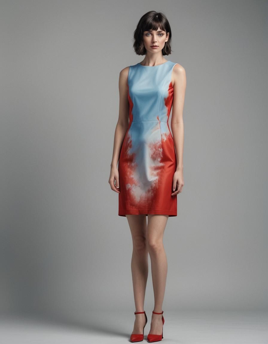 Hyperrealistic Portrait of a Woman in Red Dress