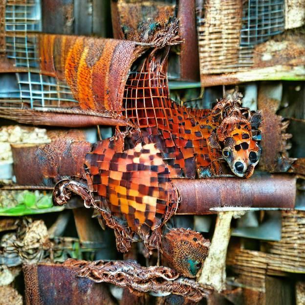 Abstract Woven Metal with Rusted Texture