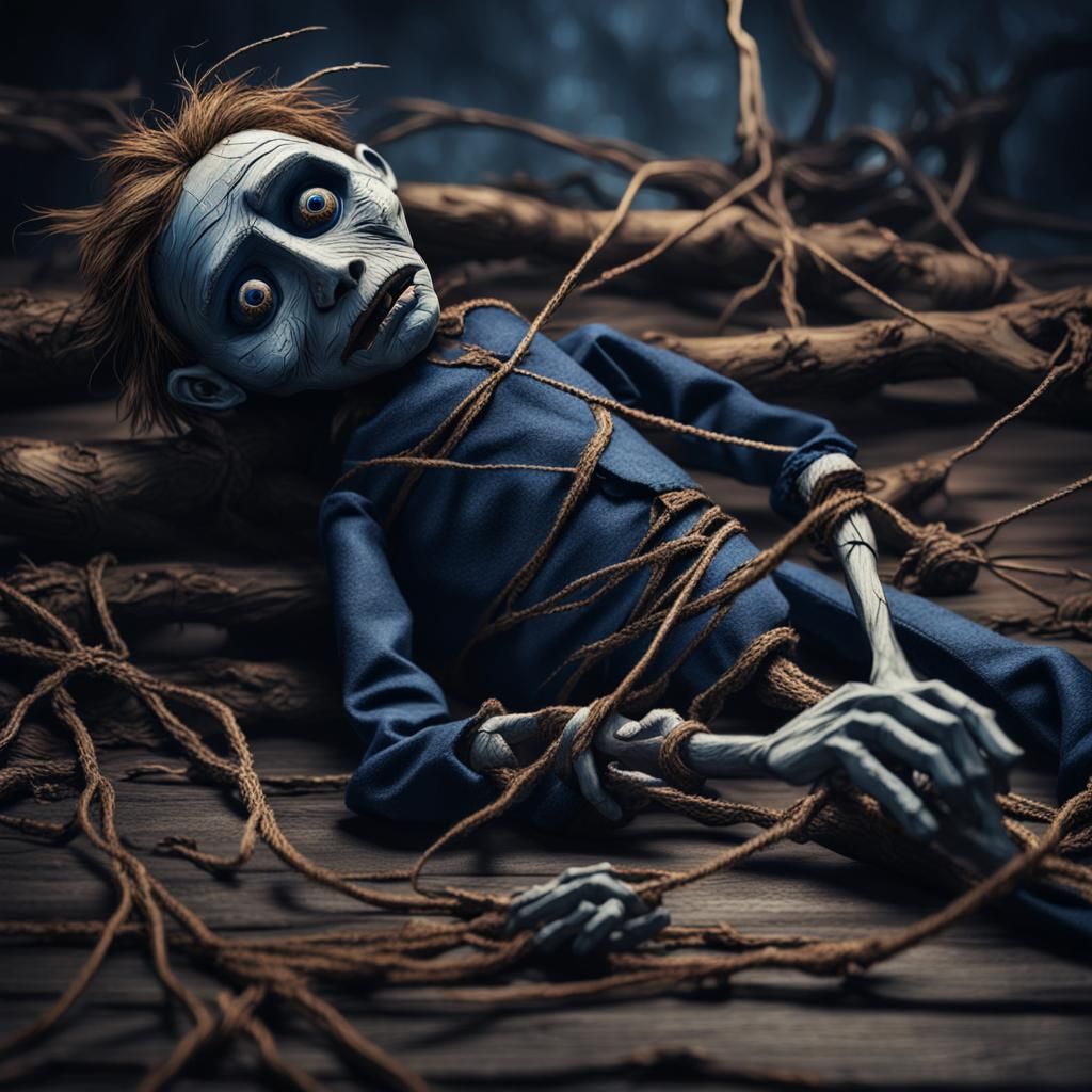 Broken Puppet in Dark Fantasy Style