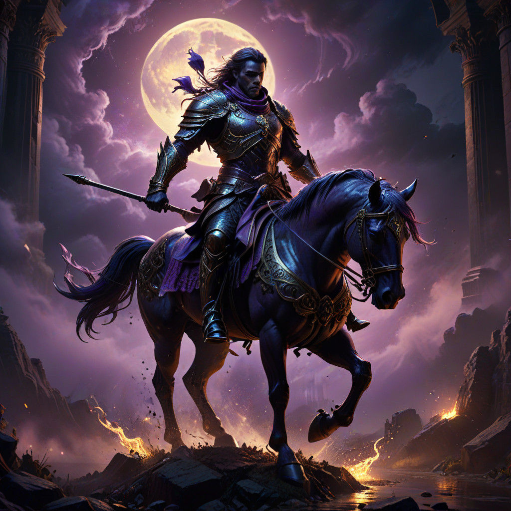 Ethereal Horseman Rides into Mysterious Dark Mist