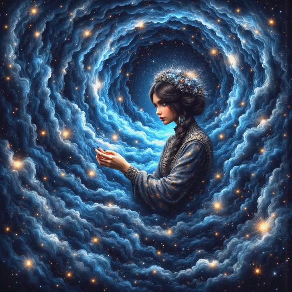 Celestial Seamstress Stitches the Night Sky