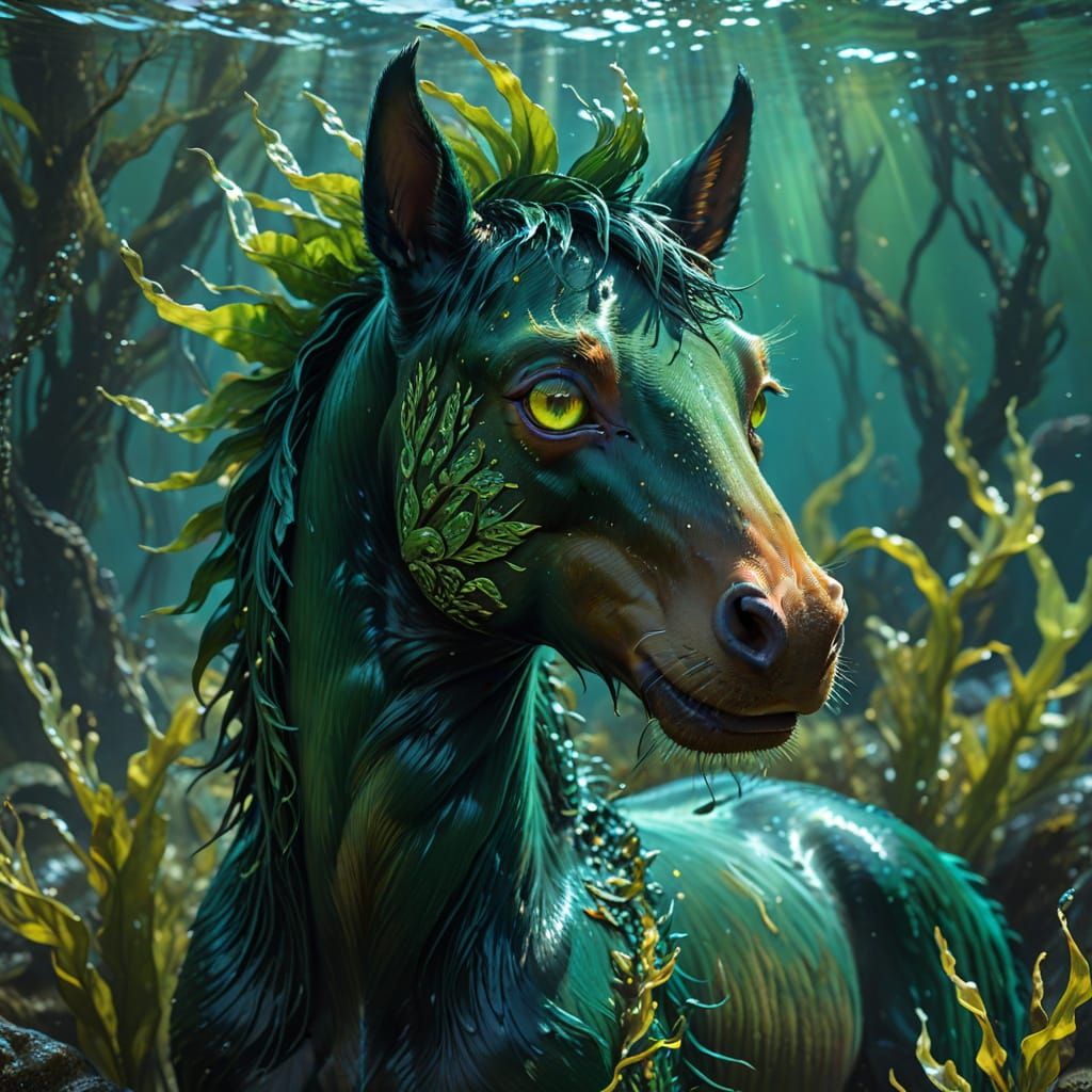Anime Kelpie Horse in a Kelp Forest