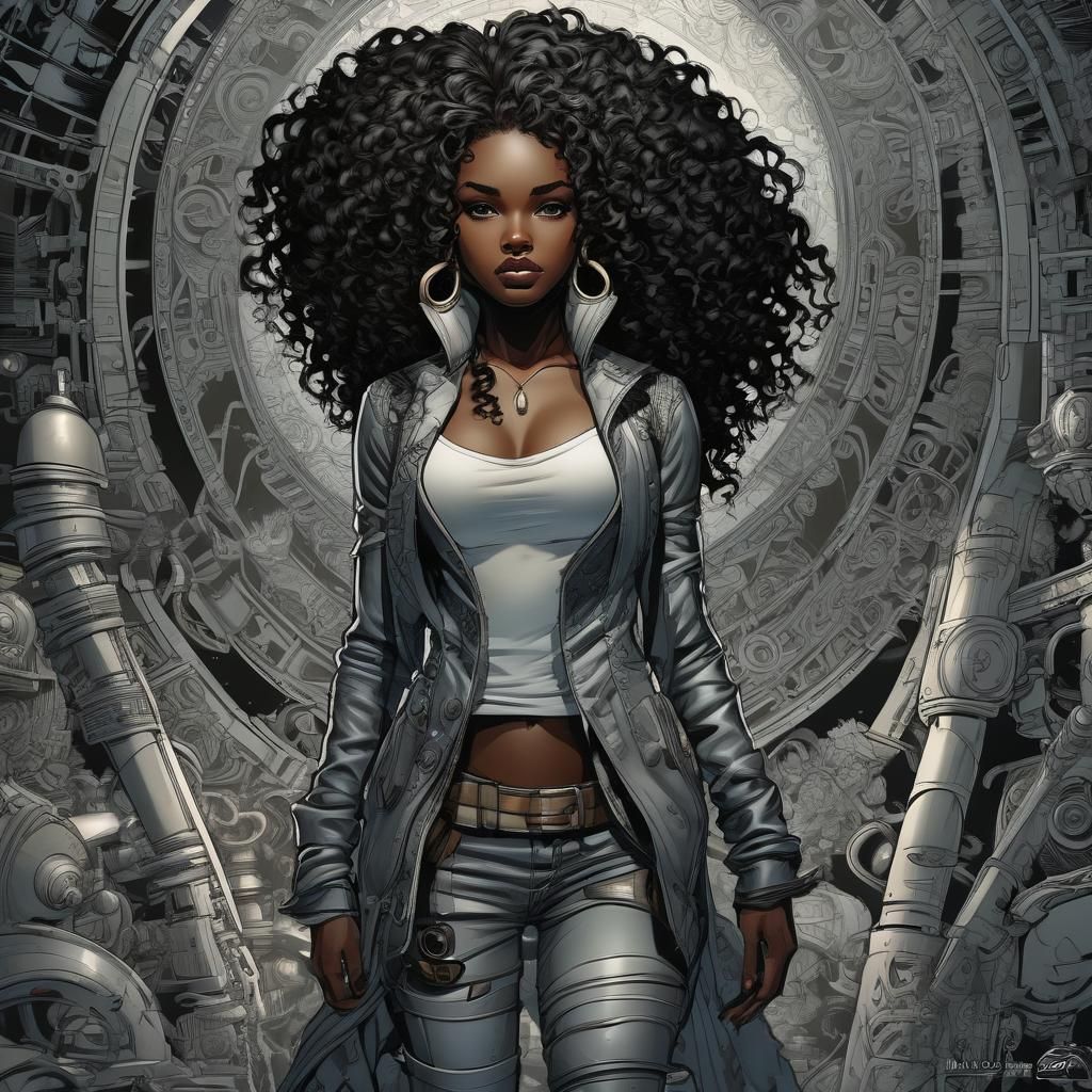 Beautiful Black Girl in Retro Comic Art Style