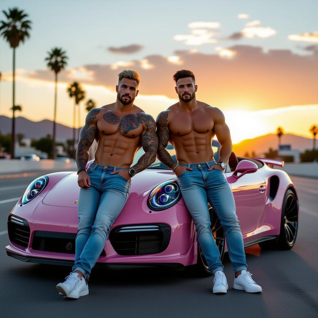 Sunset Drive on LA Strip with Porsche