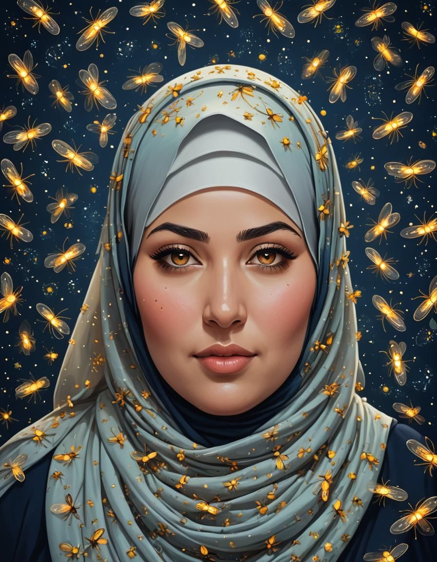 Firefly Face Portrait of Girl in Hijab