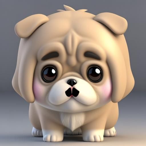 Kawaii 3D Cartoon Pug