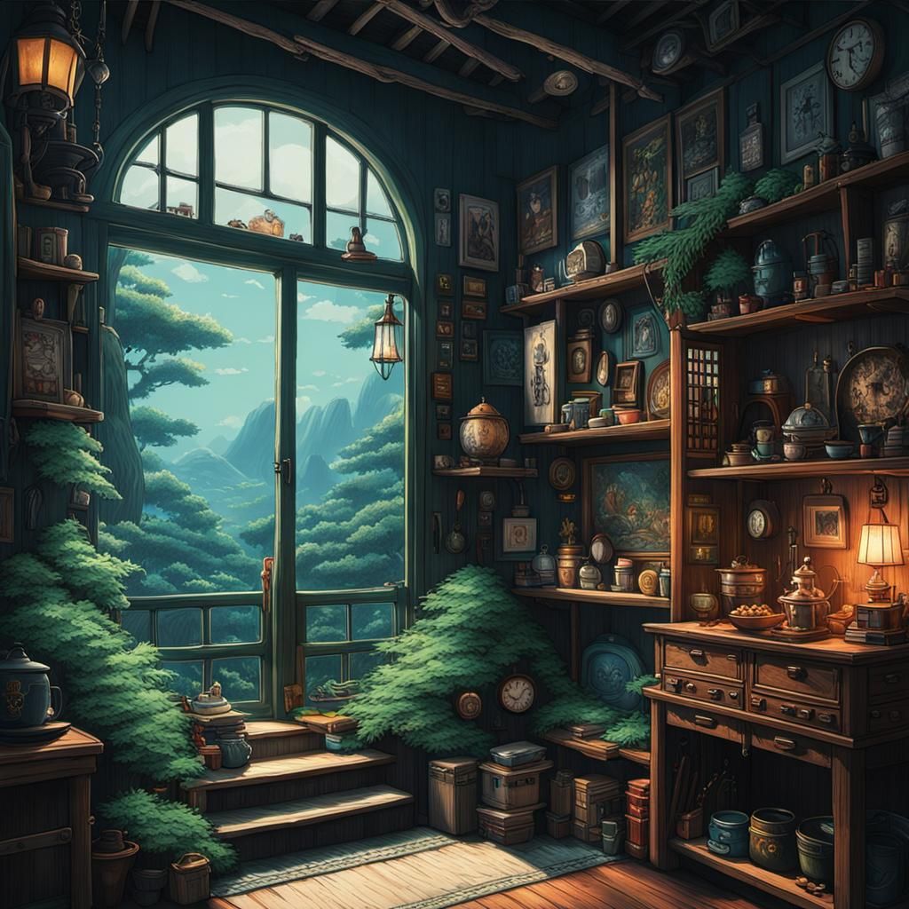 Charming Room in Studio Ghibli Style
