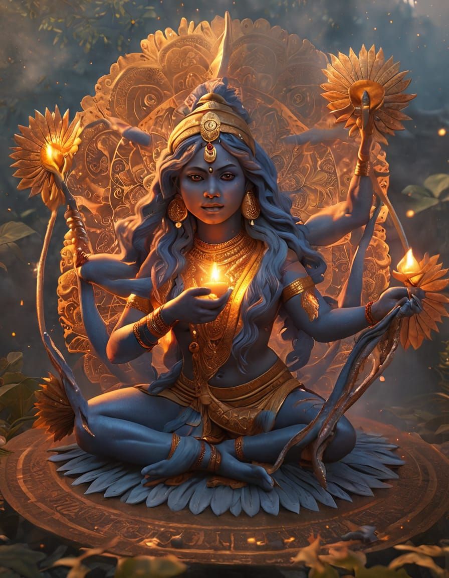 Ethereal Goddess in Vibrant Digital Art