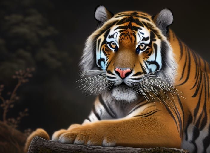 Hyperrealistic Tiger Painting in 3D Digital Art Style
