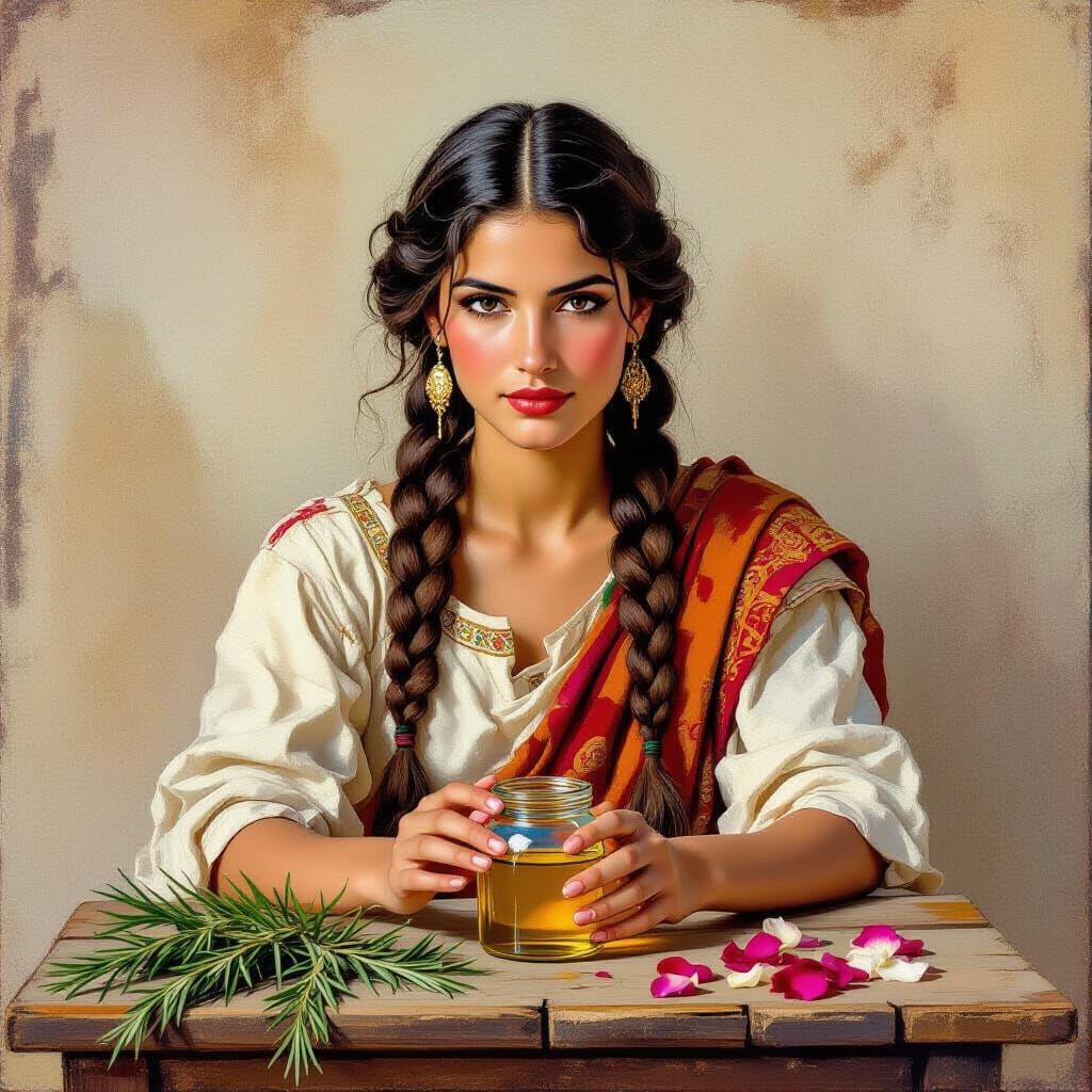 Ancient Greek Woman in Bold Art Deco Style