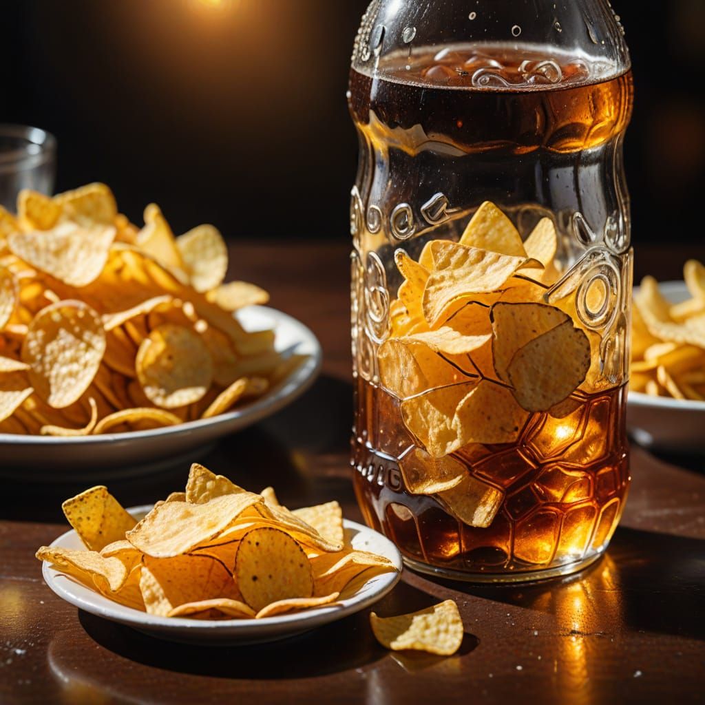 Hyperrealistic Soda and Chips Still Life