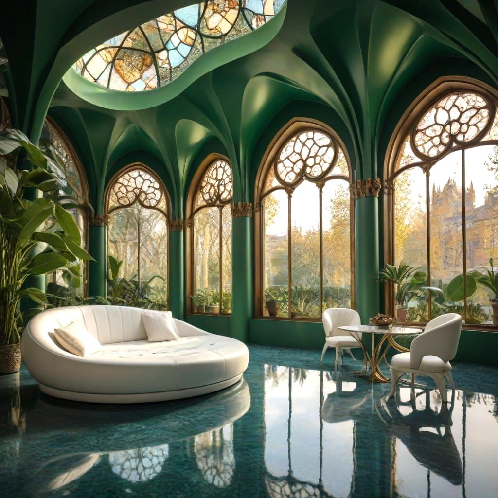 Luxurious, Art Nouveau-Inspired Futuristic Home Oasis
