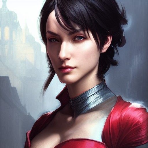 Medieval Woman Portrait in Art Nouveau Style