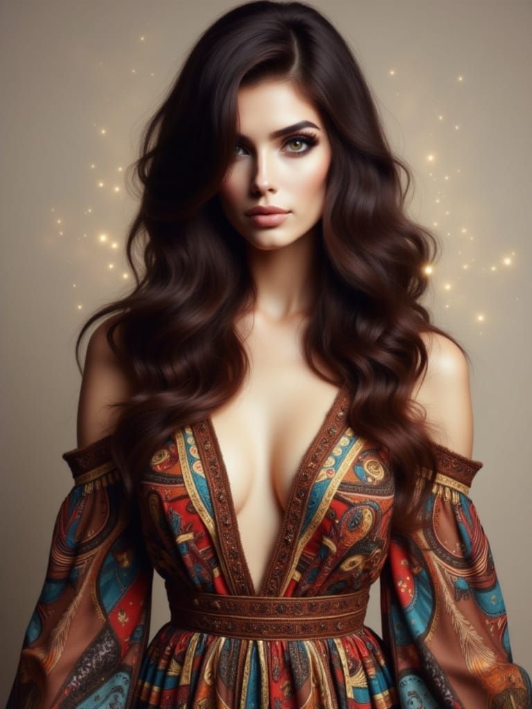 Hyper-Realistic Boho Chic Woman in Steampunk Style