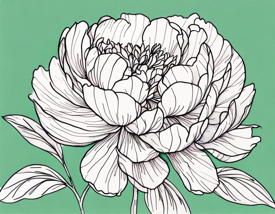 Minimalist Peony with Watercolor Background
