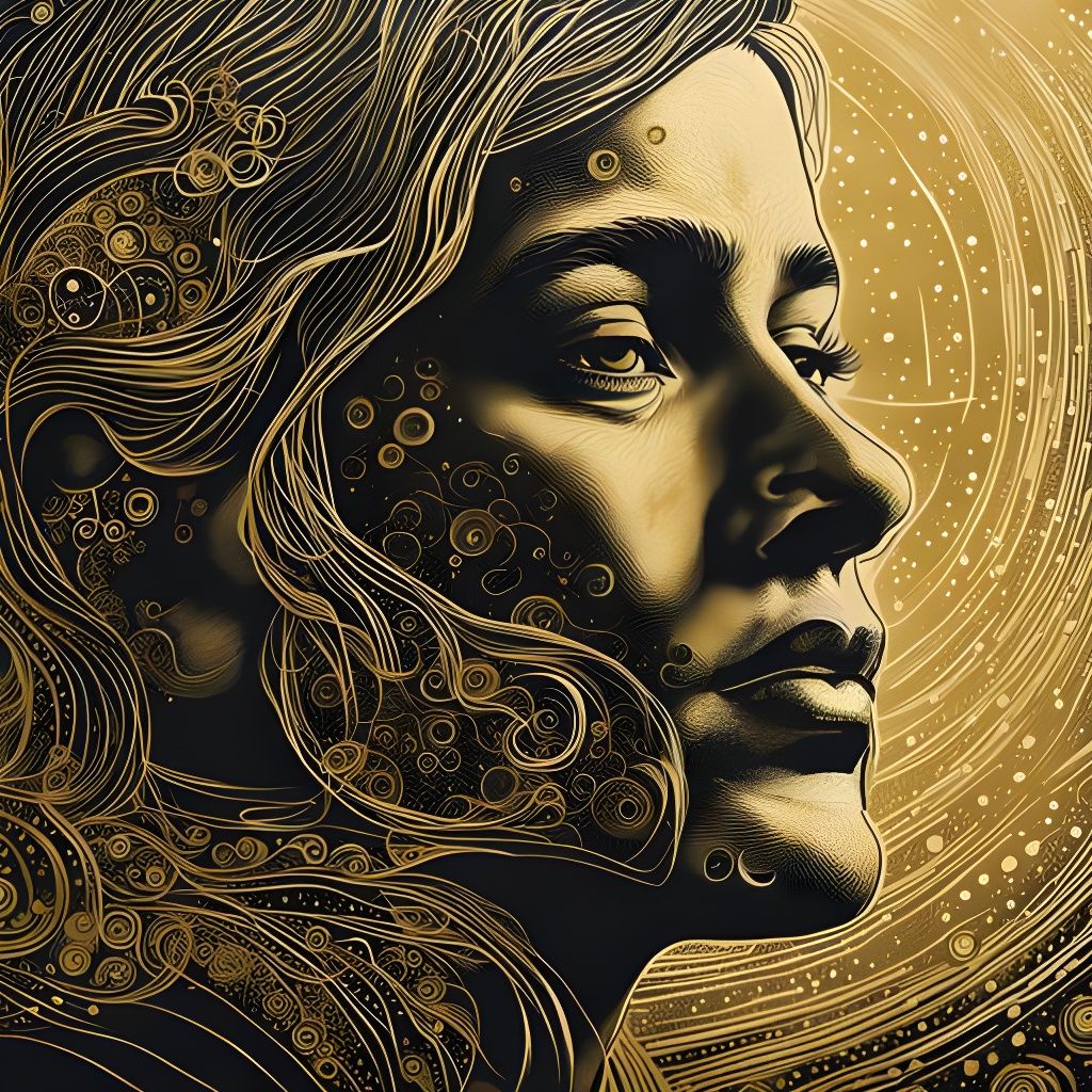 Gold Linocut Print Inspired by Silvia Plath Poem