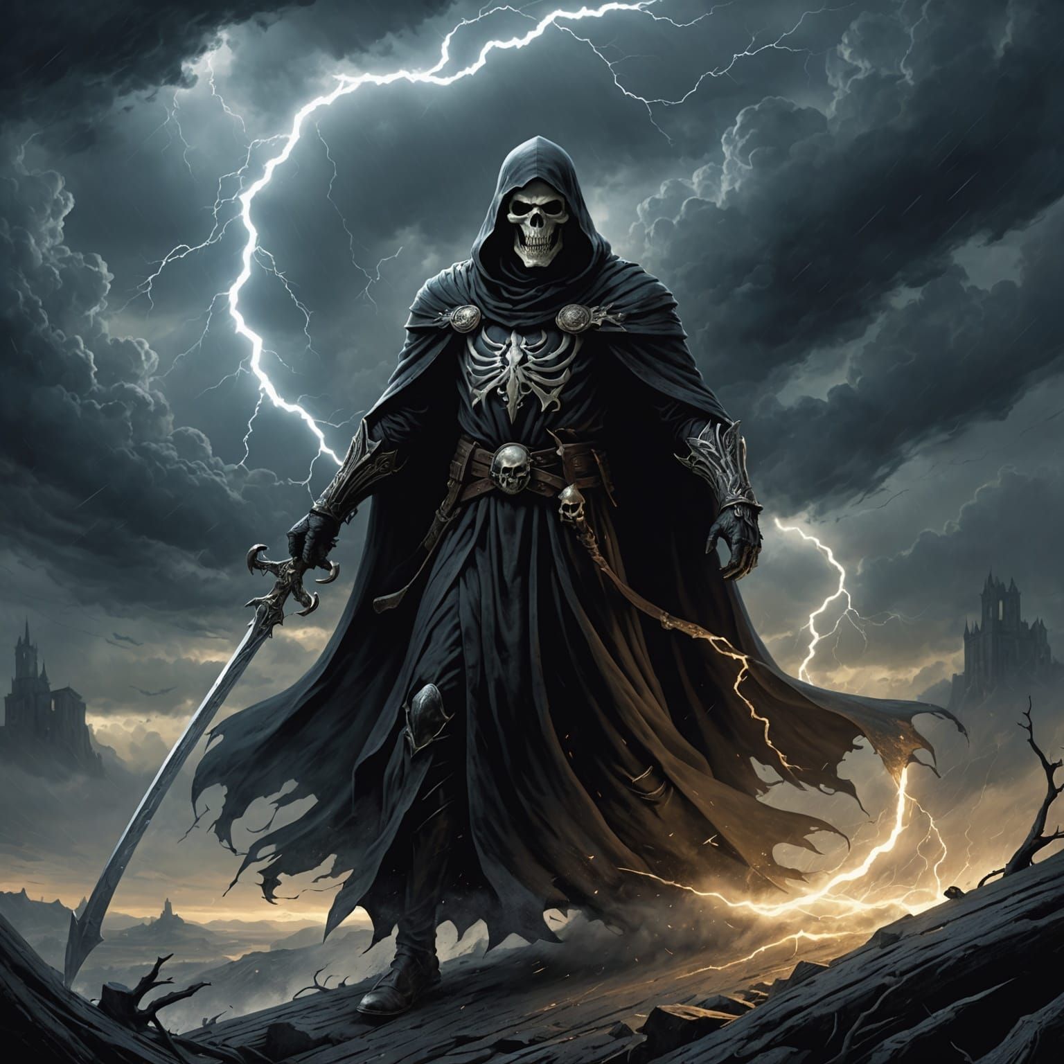 Grim Reaper in Storm with Scythe