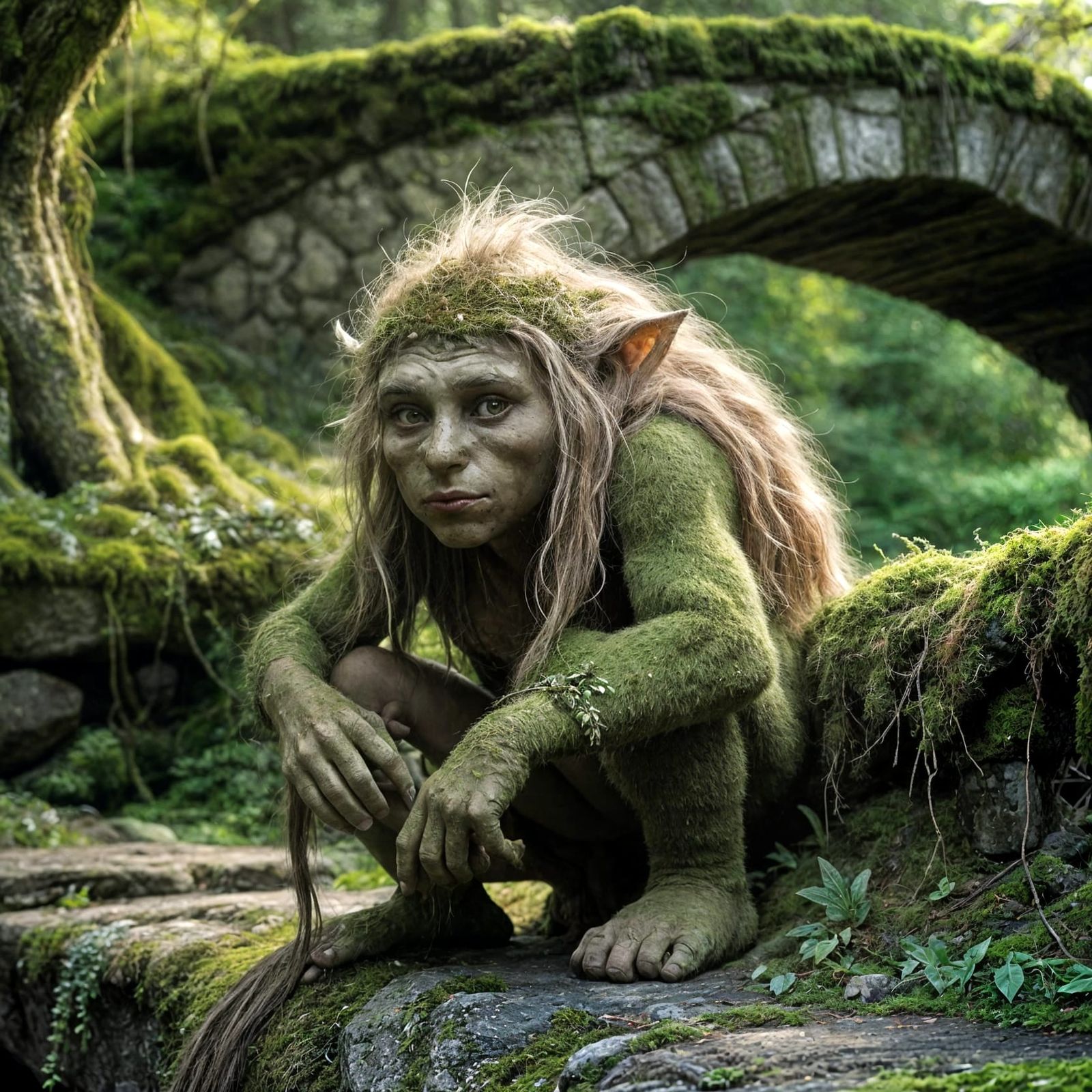 Troll Lurking Under Stone Bridge: Fantasy Illustration