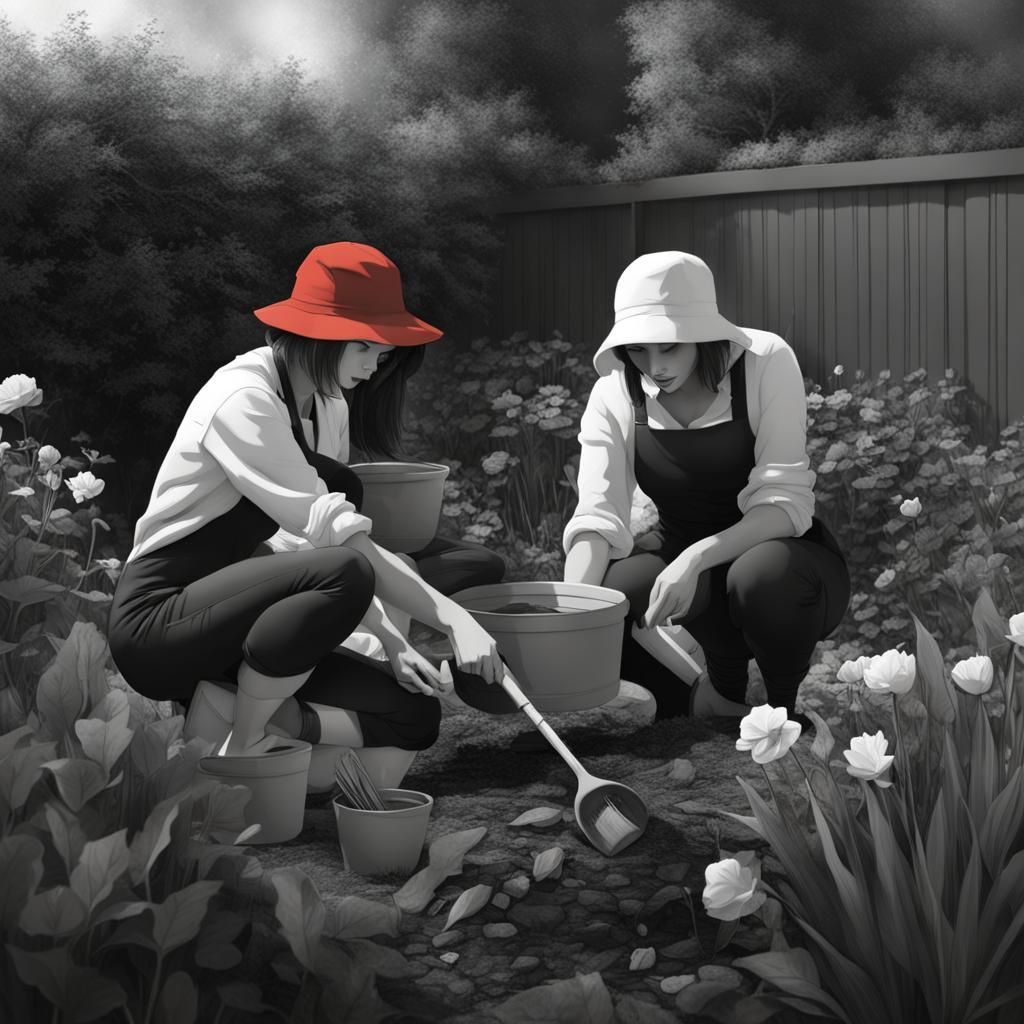 Lesbians Digging in Garden Concept Art