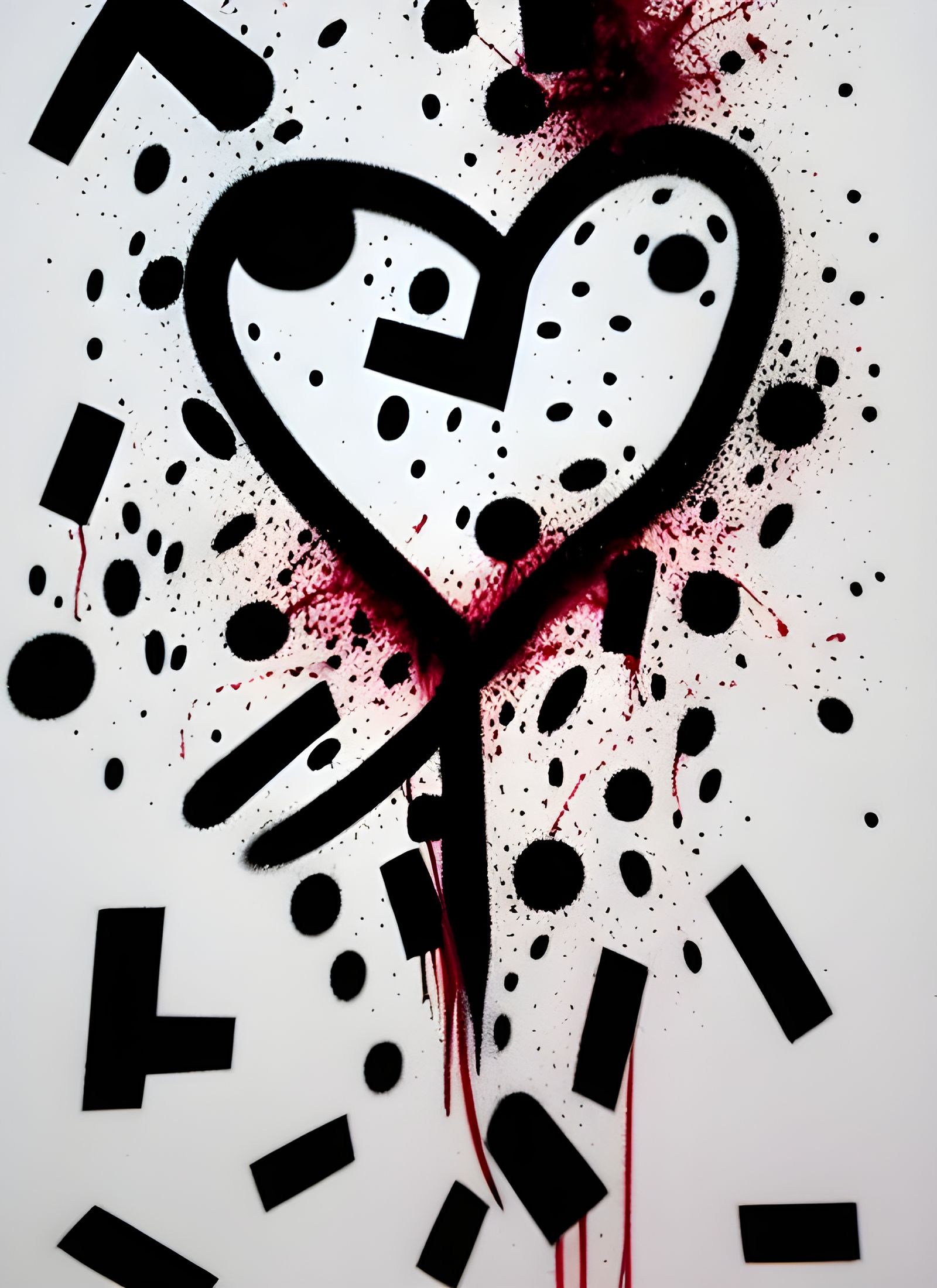 Bleeding Broken Heart: Minimalist Graffiti Art