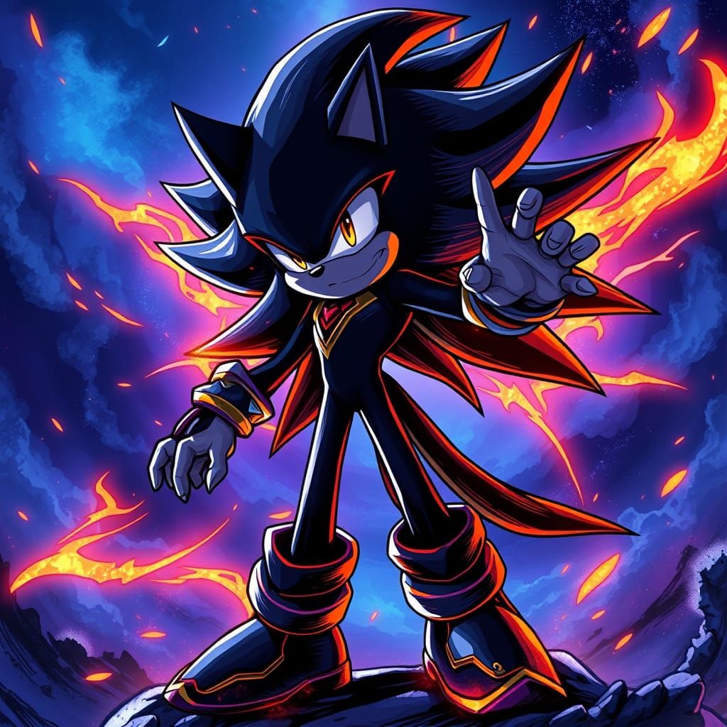 Majestic Shadow Sonic Amidst Ominous Blues and Purples