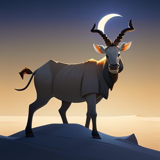 Ethereal Eland in Majestic Desert Moonlight